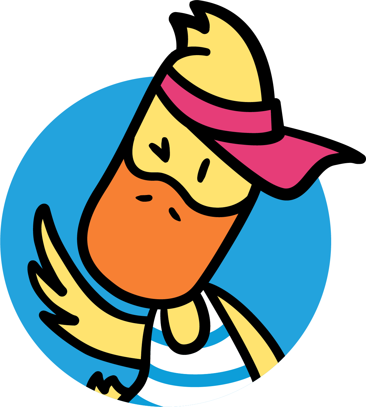 Cartoon duck mascot waving